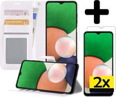 Samsung A22 Hoesje Book Case Met 2x Screenprotector 5G Versie - Samsung Galaxy A22 Case Wallet Cover - Samsung A22 Hoesje Met 2x Screenprotector 5G Versie - Wit