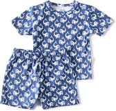 Little Label | les mecs | Pyjama d'été 2 pièces - modèle shorty | blanc, bleu, imprimé baleine | taille 86 | coton organique