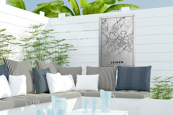 Carte Décoration Décoration de jardin - Leiden - Zwart - Wit - 40x60 cm - Affiche Jardin - Toile Jardin