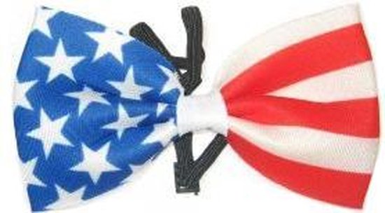 KIMU Luxe Vlinderstrikje Usa Rood Blauw Sterren - Strikje Bow Tie Amerika America Sterretjes Strik Bowtie 4th of July Verkiezingen Wit Festival