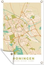 Tuindecoratie Stadskaart - Groningen - Vintage - 40x60 cm - Tuinposter - Plattegrond - Tuindoek - Buitenposter
