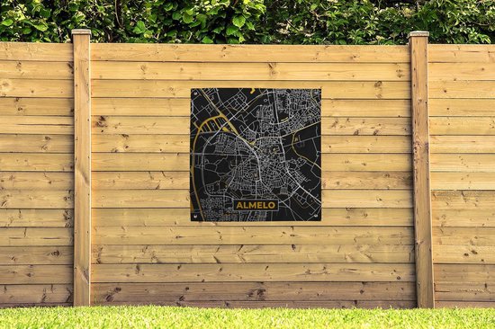 Carte en tissu de jardin - Almelo - Or - Zwart - 100x100 cm - Plan de la ville