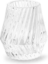 Kaarsenhouder Biaritz voor theelichtjes/waxinelichtjes transparant  8.5 cm - Stevig glas/glazen kaarsjes houders
