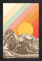 JUNIQE - Poster met houten lijst Mountainscape -13x18 /Kleurrijk