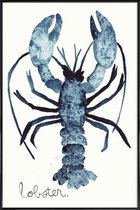 JUNIQE - Poster in kunststof lijst Lobster -40x60 /Blauw & Wit