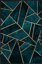 JUNIQE - Poster met kunststof lijst Deep Teal Stone -13x18 /Groen &