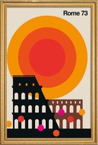 JUNIQE - Poster met houten lijst Vintage Rome 73 -20x30 /Kleurrijk