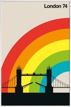 JUNIQE - Poster in kunststof lijst Vintage Londen 74 -40x60 /Kleurrijk