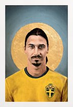 JUNIQE - Poster in houten lijst Football Icon - Zlatan Ibrahimovic