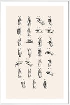JUNIQE - Poster met kunststof lijst Vintage Sign Language Chart -40x60