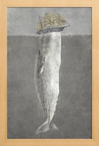 JUNIQE - Poster in houten lijst Revenge of the Whale -30x45 /Grijs