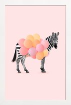 JUNIQE - Poster in houten lijst Zebra Balloon -30x45 /Roze