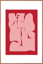 JUNIQE - Poster met kunststof lijst Abstract -40x60 /Rood & Roze