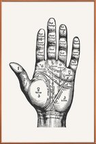 JUNIQE - Poster met kunststof lijst Palmistry -30x45 /Grijs & Wit