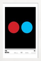 JUNIQE - Poster in houten lijst The Matrix -40x60 /Blauw & Rood