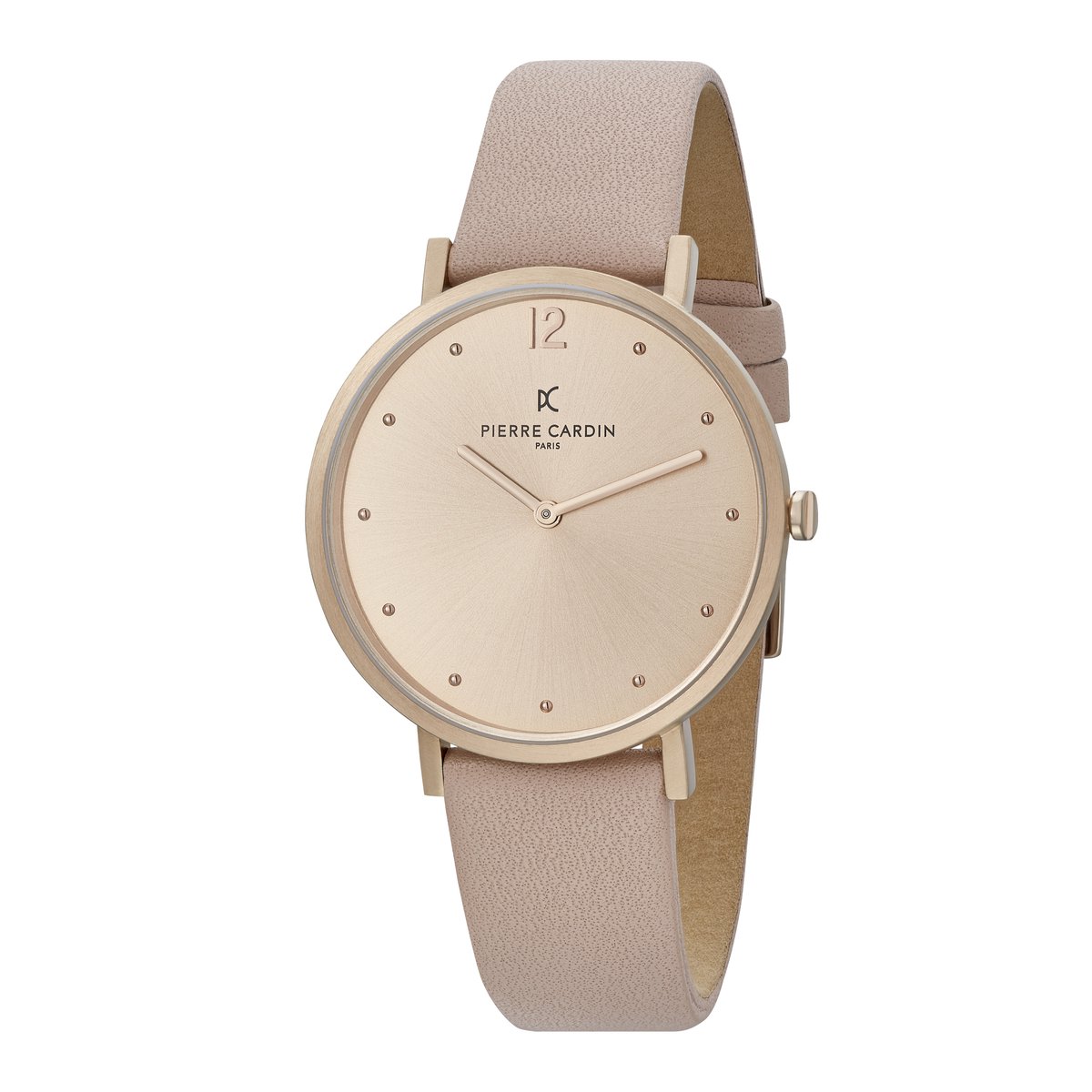 Pierre Cardin Belleville Simplicity CBV.1010 Horloge - Leer - Roze - Ø 39 mm