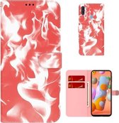 Voor Samsung Galaxy A11/M11 EU Versie Cloud Fog Patroon Horizontale Flip Lederen Case met Houder & Kaartsleuf & Portemonnee (Rood)