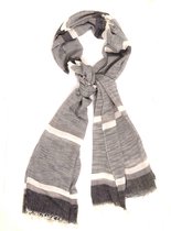 Mailo | Sjaal met strependessin in verschillende grijstinten