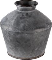 Clayre & Eef Vaas Ø 39*38 cm Grijs Metaal Rond Decoratie Vaas Decoratie Pot