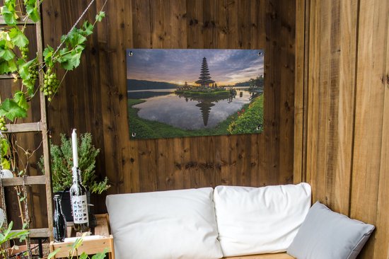 Affiche de jardin Pura Ulun Danu Bratan Temple - Lever de soleil sur le Pura Ulun Danu Bratan Temple on Bali affiche de jardin toile en vrac 90x60 cm - Toile de jardin / Toile d'extérieur / Peintures pour l'extérieur (décoration de jardin)