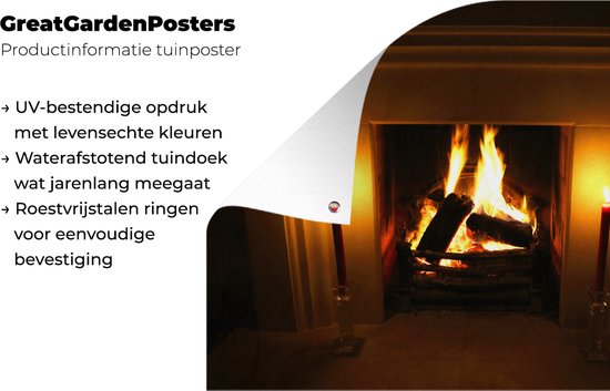 Affiche de jardin Cheminée dans une pièce sombre 80x60 cm - Toile de jardin / Toile d'extérieur / Peintures d'extérieur (décoration de jardin)