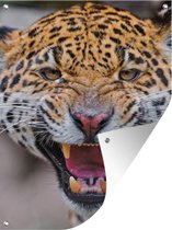 Tuinschilderij Jaguar - Macro - Dier - 60x80 cm - Tuinposter - Tuindoek - Buitenposter