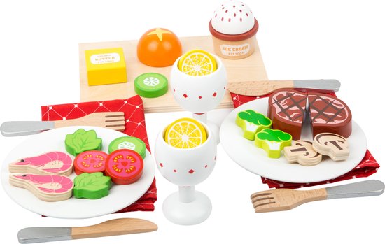 vocaal Laatste Monet Houten speelgoed eten en drinken - Dinner Speelset - 30 stuks! - Houten  speelgoed... | bol.com