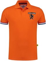Luxe Holland supporter poloshirt oranje met leeuw op borst 200 grams voor heren tijdens EK / WK S