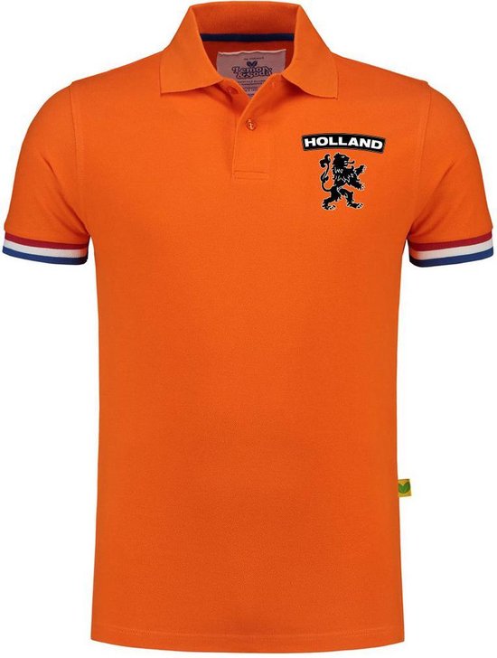 Foto: Luxe holland supporter poloshirt oranje 200 grams heren leeuw op borstkast nederland fan ek wk polo shirt kleding s