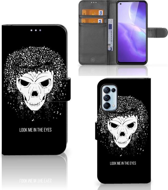 PU Cuir Premium Flip Case pour OPPO Find X3 Lite Coque Téléphone Crâne Cheveux