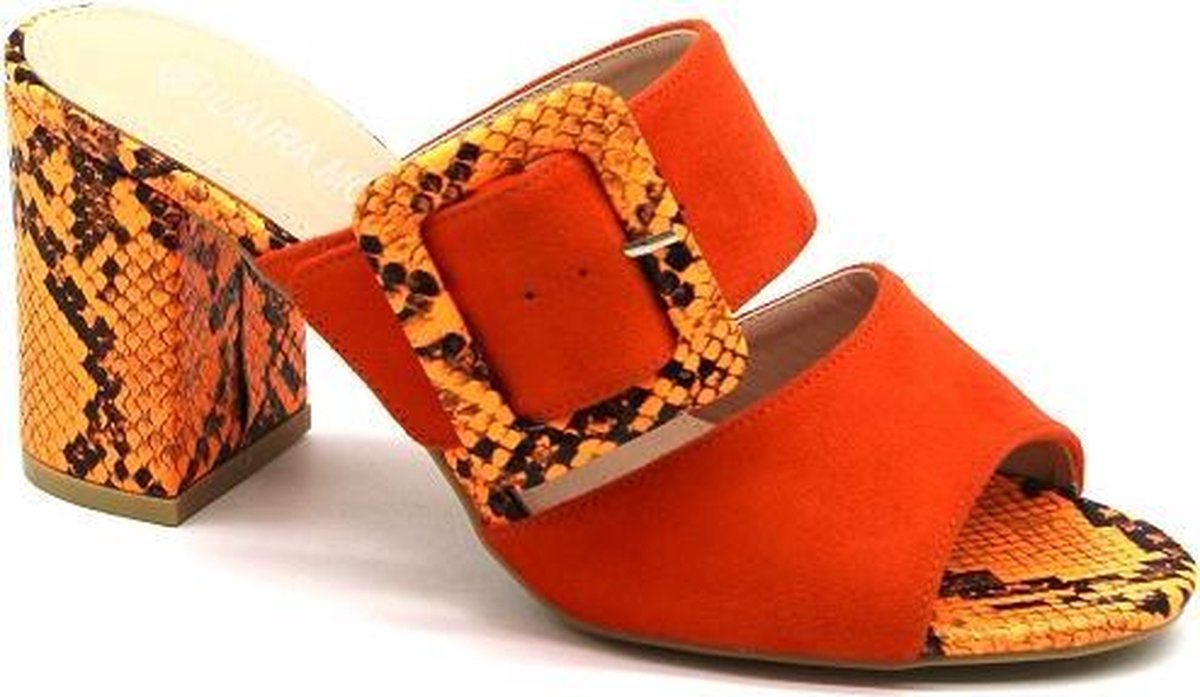 Djsa fashion Muiltjes | slipper | hoge hak sandalen oranje 37 - valt klein