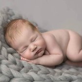 50x50cm pasgeboren baby gebreide wollen deken pasgeboren fotografie rekwisieten dikke gebreide deken mandvuller (grijs)