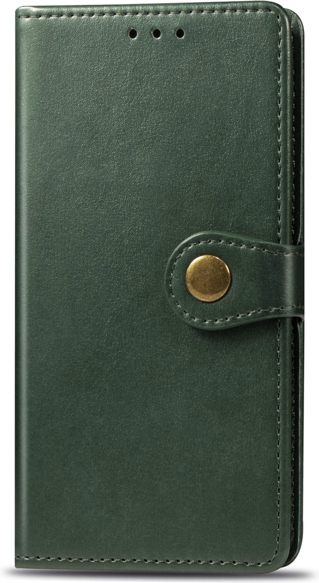 Mobigear Telefoonhoesje geschikt voor Apple iPhone 11 Pro Hoesje | Mobigear Snap Button Bookcase Portemonnee | Pasjeshouder voor 3 Pasjes | Telefoonhoesje voor Pinpas / OV Kaart / Rijbewijs - Groen