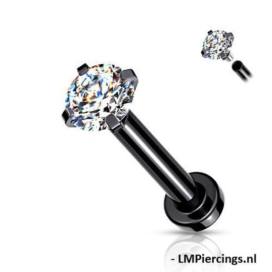 Piercing micro base zwart 8 mm