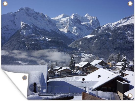 Wintersport resort in Zwitserland - Tuindoek