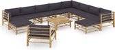 Medina 12-delige Loungeset met donkergrijze kussens bamboe