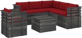 Medina 7-delige Loungeset met kussens pallet massief grenenhout