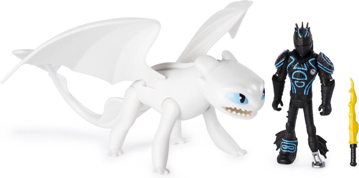 DreamWorks Dragons , Furie Nocturne blanche et Harold, dragon avec figurine  Viking en... | bol.com