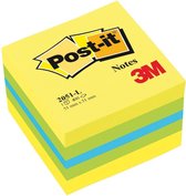 Post-it® Notes, Mini Kubus, Neon Geel, Groen, Blauw, 51 x 51 mm, 400 Blaadjes/Kubus