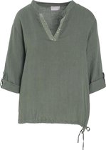 Cassis - Female - Blouse in effen linnen  - Kaki