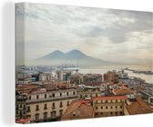 Canvas Schilderij Vulkaan - Dak - Italië - Napels - 60x40 cm - Wanddecoratie