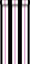 ESTAhome behang strepen roze en zwart - 116506 - 53 cm x 10,05 m