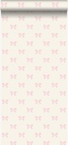 Origin behang strikjes wit en licht roze - 346846 - 53 cm x 10,05 m