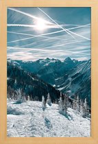 JUNIQE - Poster met houten lijst Austrian Alps in Winter -13x18 /Blauw