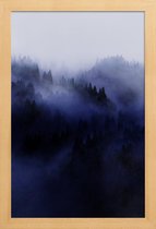 JUNIQE - Poster met houten lijst Bluescape 3 -13x18 /Blauw & Wit