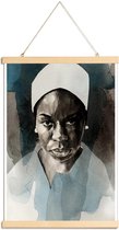 JUNIQE - Posterhanger Nina Simone -40x60 /Blauw & Grijs