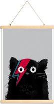 JUNIQE - Posterhanger Cat Hero -40x60 /Grijs & Rood