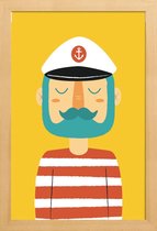 JUNIQE - Poster in houten lijst Ahoy Sailor -30x45 /Geel & Rood