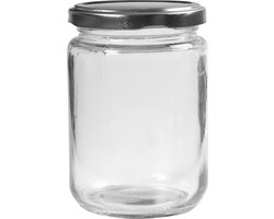 Glazen pot, H: 11 cm, d 7,5 cm, 370 ml, transparant, 6 stuk/ 1 doos
