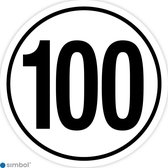 Simbol - Stickers Tempo 100 km - Tempostickers Maximaal 100 km - Caravan - Camper - Duurzame Kwaliteit - Formaat ø 15 cm.